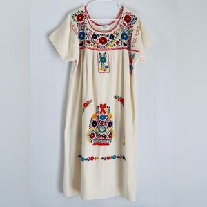 Women’s Mexican Dress Colorful Embroidered 100% Cotton